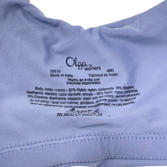 Olga By Warners Womens 40D Full Figure Minimizer Bra Lace Underwire Dusty Blue - Picture 3 of 11